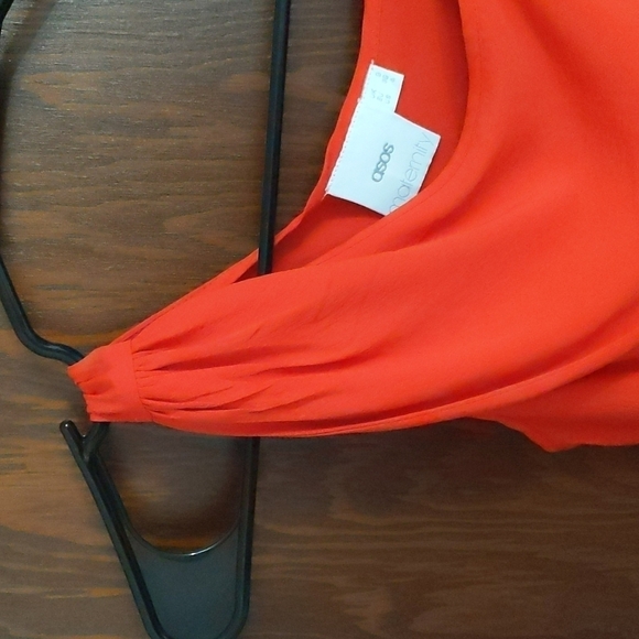 ASOS Maternity Orange Red One Shoulder or 2 Strapped Belted Dress Size 4 - Picture 6 of 10